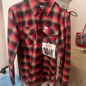 DIXXON - GWAR Black/Red Plaid Men’s Flannel.(M) Ltd.Ed. NWT.Snap.